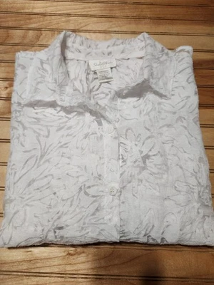 Blusa Studio Works Encaje Mujer Grande Blanca Floral Abotonada Transparente Boho Clásica  Foto 1 de 4