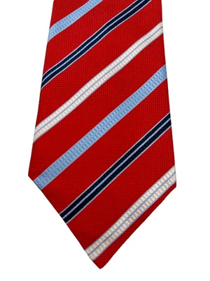 Corbata Gianfranco Valentino Rojo Azul Rayas Seda Acabada a Mano Canadá 4x58 Foto 1 de 4