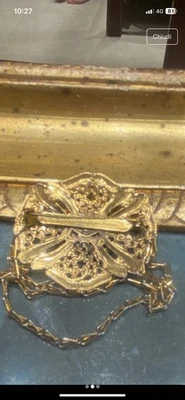 Spilla Vintage Corallo Argento Bagnata In Oro. - Immagine 1 di 4