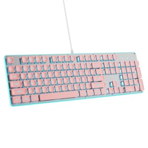 104-Key Retro Punk Keyboard,Full Size Typewriter Pink Keyboard Square keycap ... - Picture 1 of 6