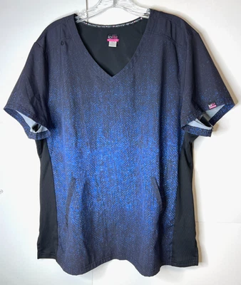 Koi легкий женский размер XL синий скраб верхний черный эластичные панели карманы униформа - Изображение 1 из 4