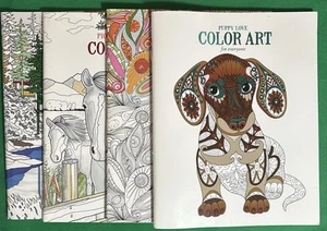 Lote De 4 Libros Para Colorear Arte Adultos Cachorro Amor Fabulosas Flores Pionero - Imagen 1 de 5