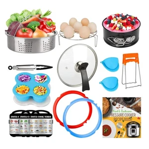 Set da Cucina Pentola Istantanea 3 Quart con Coperchio in Vetro Temperato e Accessori - Foto 1 di 9