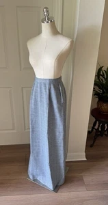 Vintage 1970s Blue Tweed Plaid MAXI Skirt USA Small LONG Academia Preppy Pockets - Picture 1 of 16