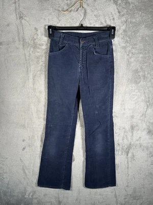 Vintage Levis Corduroy White Tab Pants Navy Blue Womens 25x29 Made in USA 1970s - Image 1 of 4
