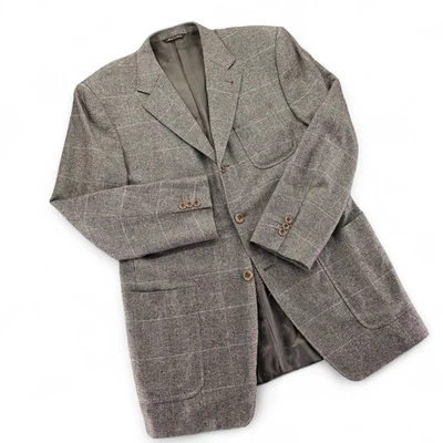 Canali Proposta Mens 42L Brown Plaid Check Wool & Cashmere Blazer Made in Italy - Image 1 of 4
