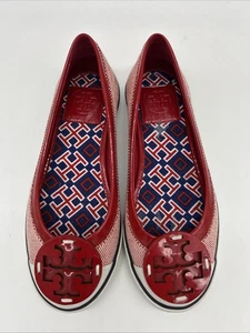Tory Burch REVA FLATS Gummizehe rot und weiß Größe 5 M - Bild 1 von 8