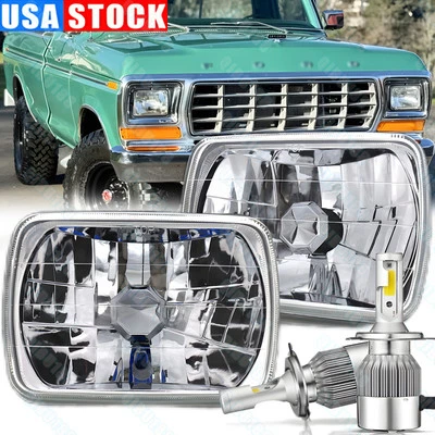 Par de faros LED de haz alto bajo para Ford F150 F250 F350 1978-1986 7x6 5x7 pulgadas Foto 1 de 4