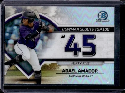 2023 Bowman Adael Amador Scouts Top 100 Chrome #BTP-45 Rockies - Image 1 of 2
