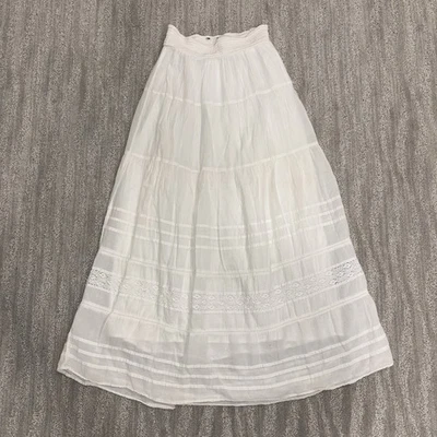Guess Y2K White Lace Maxi Skirt Boho Fairy Elastic Waist Cotton Lined Women’s S - Image 1 of 4