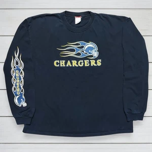 Vintage Y2K San Diego Chargers 2XL NFL Shirt Flames Sleeve Hit - Picture 1 of 9