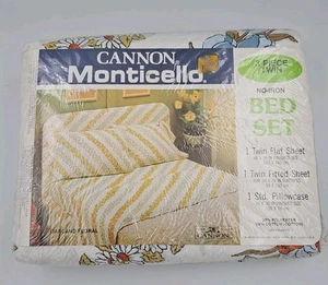 Cannon Monticello 3 Piece Twin Bed Set No Iron Vintage Garland Floral Made In US - Picture 1 of 6