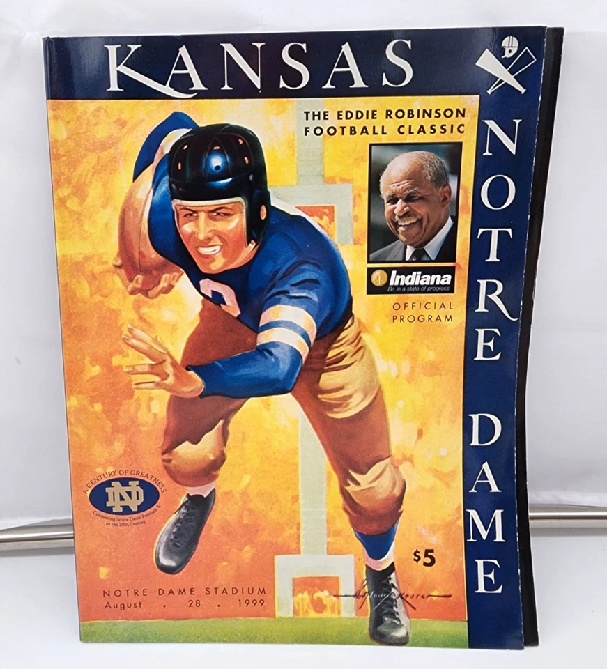 NOTRE DAME vs.  KANSAS - COLLEGE FOOTBALL PROGRAM - 1999 -  MINT - Image 1 of 1