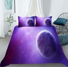Purple Galaxy Space Planet Bedding Set Quilt Doona Cover Single Double King