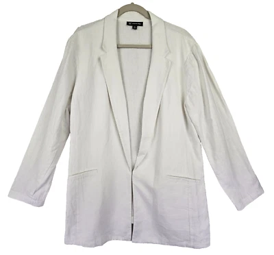 INC International Concepts 亚麻西装外套女式 XXL 白色职业沿海可水洗 — 第 1/4 张图片