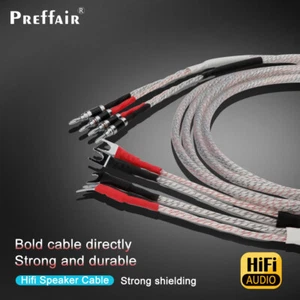 Preffair Hifi Speaker Cables+Banana to Spade Plug Audio Loudspeaker Single Wire - Picture 1 of 13
