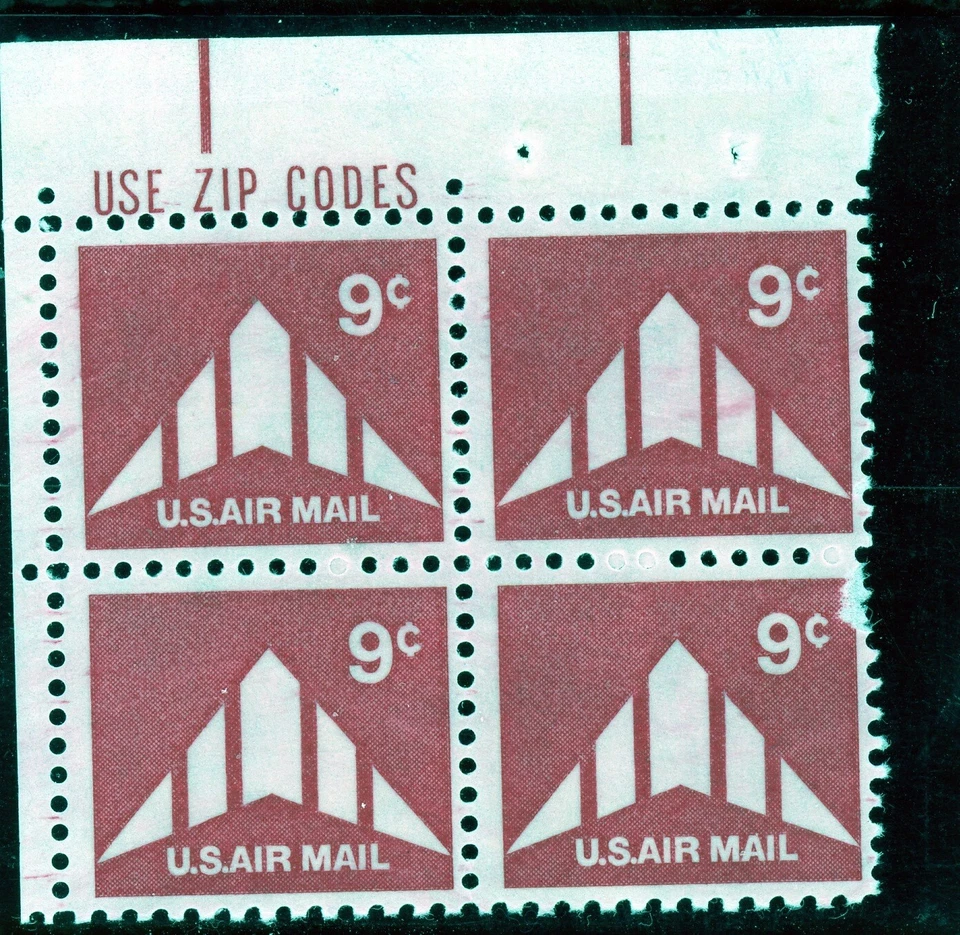 US  C77  Delta Wing 9c - Zip Block of 4 - MNH - 1971 - UL - Image 1 of 1