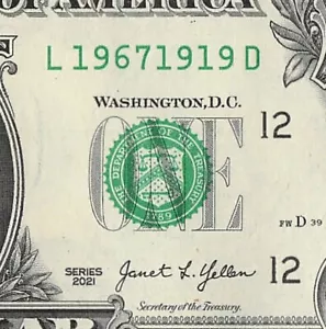 1967 1919 Tombstone Date Note Fancy Serial Number One Dollar Bill - Bild 1 von 11