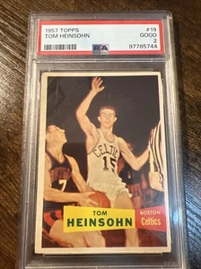 1957-58 Topps Basketball #19 - TOM HEINSOHN - PSA 2 Good- HOF Rookie RC CELTICS - Picture 1 of 3