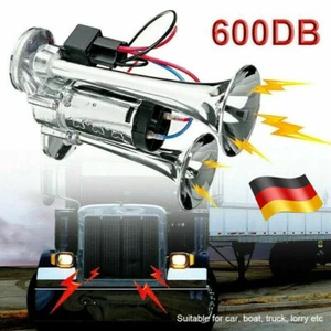 Bocina de fanfarria 600DB bocina de aire comprimido bocina de niebla cromada con compresor 12 V turismo camión autobús - Imagen 1 de 11