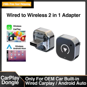 2 in 1 Wireless CarPlay Dongle Wireless Android Adattatore Auto AI Smart Box 2025 - Foto 1 di 17