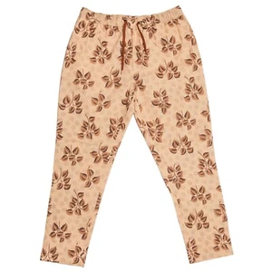 Mens Joggers Harem Pants Floral Beige Brown Drawstring Loose Casual Beach Large - Picture 1 of 6