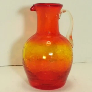 Vintage Crackle Glas Dekanter orange/gelb schön - Bild 1 von 8