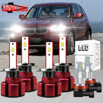 para BMW X3 2004-2014 LED 6000K - 6X Bombillas Faro Alto Bajo + Faro Antiniebla Foto 1 de 4
