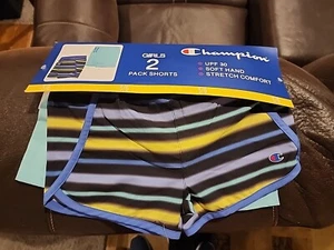 Champion Girls Size XSmall 5 - 6 Champion Active Shorts 2 Pack Blue Teal - Picture 1 of 3