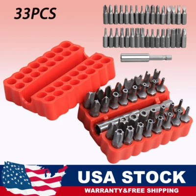 33Pcs Torx Bit Set 1/4" Extension Bit Hex Star Spanner Tri Wing Screwdriver - Image 1 of 4