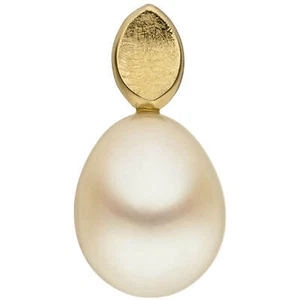 Pendiente Con Perla De Agua Dulce 8,5-9Mm Crema-Blanco 585 Oro Amarillo Mate - Imagen 1 de 1