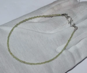 Natural Peridot Gemstone 925 Sterling Silver 5/10" Bracelets 2 mm Round Beads - Picture 1 of 12