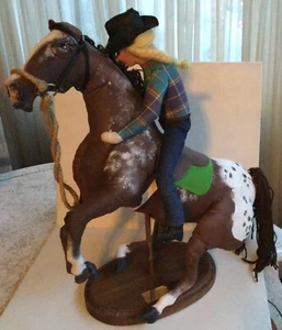 Soft Sculpture Of Stallion With Cowgirl Designed By Audrey Schulz-Mint Condition - Picture 1 of 3