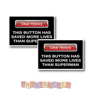 Clear History Sticker 2 Pack 90mm Funny Laptop Computer water & fade proof vinyl - Picture 1 of 1