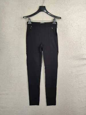H M Women Leggings 2 Black Viscose Blend Pull On Slim Fit Stretch Mid Rise Pants - Image 1 of 4