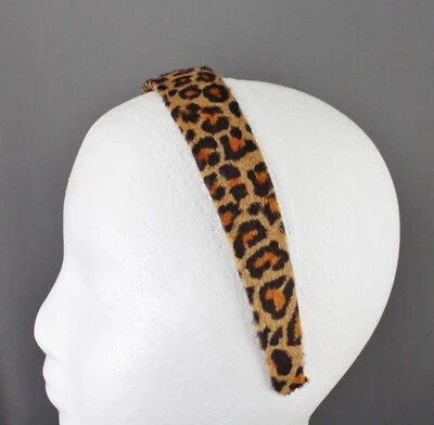 Коричневый черный гепард искусственного меха животных печати обруч для волос группы 1 1/8» широкий леопард - Изображение 1 из 4