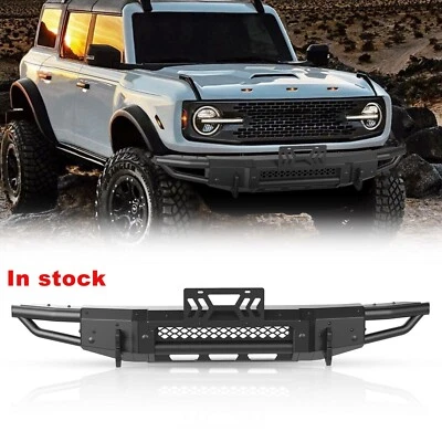 Steel Front Bumper For Ford Bronco 2021-2025 Heavy Duty Assembly w/ Sensor Holes - Image 1 of 4