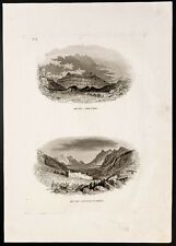 1844 - engraving antique - Mount Hor (Djebel Haroun) And Mount Sinai - Bible