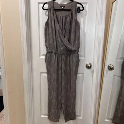 Eileen Fisher Metallic Grey Sleeveless Wrap Jumpsuit Elegant Evening Wear-SZ S - Image 1 of 4