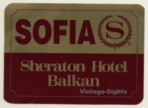 Sofia / Bulgaria: Sheraton Hotel Balkan (Vintage Self Adhesive Luggage Label / S - Imagen 1 de 1