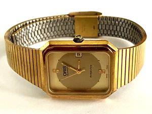 Reloj vintage para damas Oris Acapulco 7085 cuarzo fecha tono amarillo suizo funciona - Imagen 1 de 17