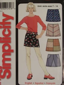 Easy OOP SIMPLICITY 5371 Girls Mini-Skirts in 4 Looks PATTERN 7-8-10-12-14 UC - Picture 1 of 3