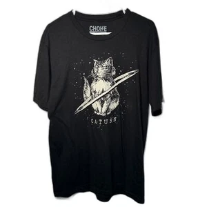 Choke Shirt Co CATURN Cat Planet Graphic Tee Black Men’s Large Funny Space Tee - Picture 1 of 4