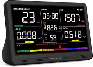 Prefessionall Indoor Air Quality Monitor with 7X AQI Beep Alarms,16 in 1 Portabl - Picture 1 of 12