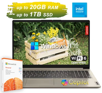2025 Lenovo IdeaPad Laptop Intel Processor 15.6 Upto 20GB RAM 1TB SSD Office 365 - Image 1 of 4