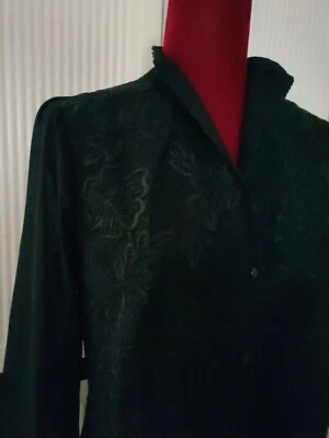 👚 NUEVO CON ETIQUETAS NARACAMICIE Italia Talla II (2) Mujer Camisa/Blusa Manga Larga Negra Foto 1 de 4