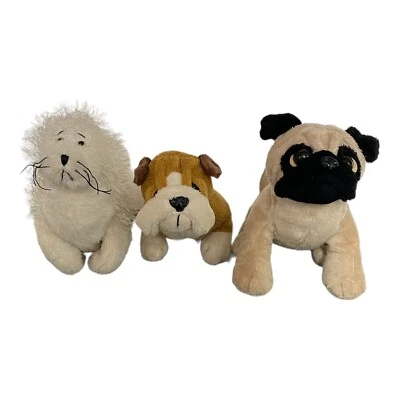Ganz Webkins Plush Lot Of 3 Stuff Animals 2 Brown Dogs 1 White Walrus No Code - Image 1 of 4