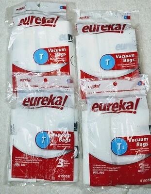 4 X Genuine Eureka Style T Vacuum Bag 61555B - 4 PKGS- 3 bags per pkg (12) New - Image 1 of 3