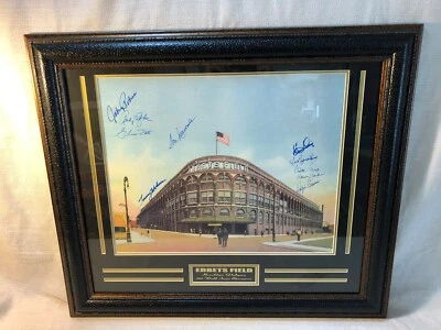 1955 Brooklyn Dodgers Team Signed Ebbets Field Framed Lithograph Branca Podres - Image 1 of 4