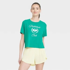 Women's Pickleball Graphic Short Sleeve Shirt - All in Motion™ Green Choose Size - Picture 1 of 1